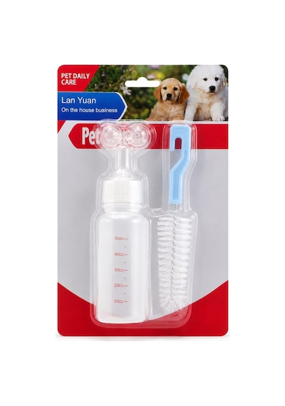 Yavru Kedi Ve Köpek Besleme Biberonu Seti 50 Ml 2 Silikon Emzik + Temizleme Fırçası - 1192648736609