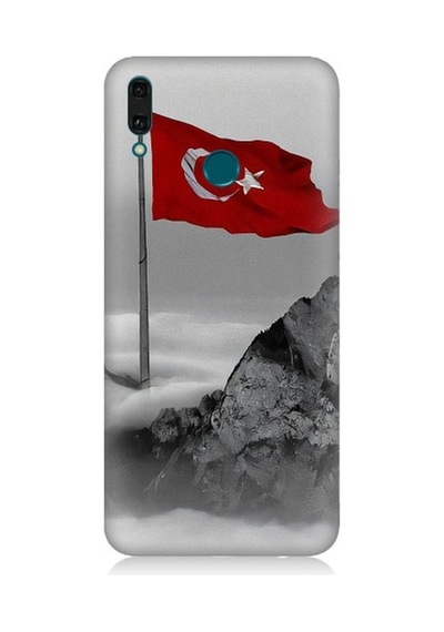 Huawei Y9 2019 Uyumlu Bayrak Ve Dağ Desenli Silikon Kılıf
