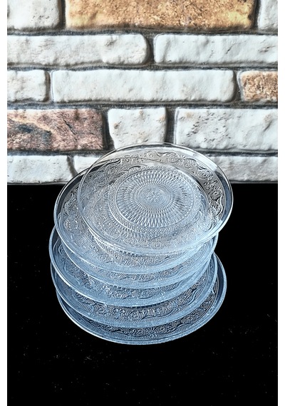 Cam Pasta Tabak-tatlı Tabağı-pasta Tabağı-6 Adet- 15 Cm Şeffaf