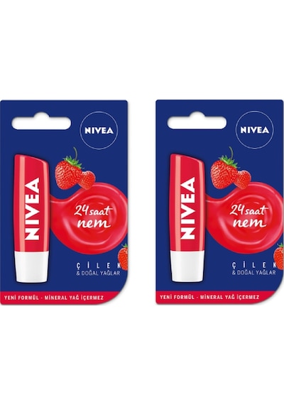 Nivea Çilek Dudak Bakım Kremi 4.8 G x 2