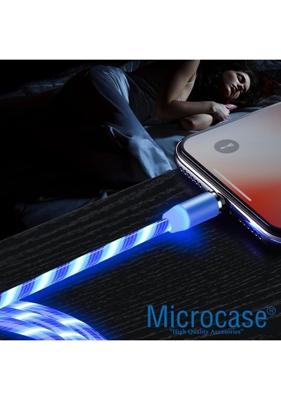 Lightning Type-C Micro Usb Işıklı Manyetik Şarj Kablosu - Al2618 Lightning Type-C Micro Usb Işıklı Manyetik Şarj Kablosu - Al2618