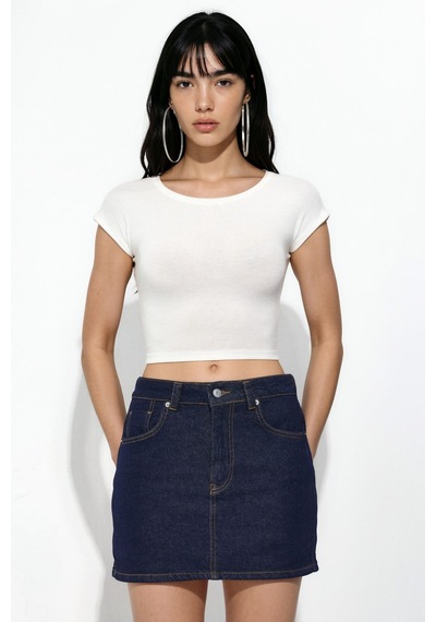 Hiccup Denim Şort Etek Koyu Mavi Denim