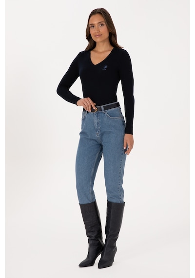U.S. Polo Assn. Kadın Lacivert V Yaka Basic Kazak 50307712-VR033