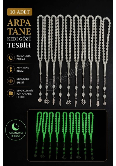 10 Adet Arpa Tane Kedi Gözü Tesbih