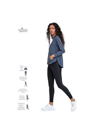 Kadın Eşofman Takım Antrasit/siyah Spor Tunik & Slim Fit Tayt Sports And Casual Tracksuit 3064 Antrasit / Siyah