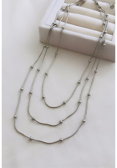 Çelik Dorika Topçuk Çoklu Kolye Silver - 607023817 Silver