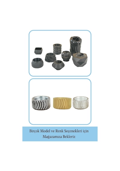 Eskitme Mumluk Şamdan 3 Adet Tealight Uyumlu Üçlü Tekerlek Model - Siyah