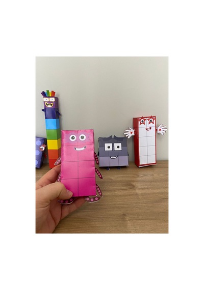 Kes Yapıştır Oyna / 1-10'a Kadar 3 Boyutlu Numberblocks Maskotları / Kalın Karton Kağıt Kendin Yap