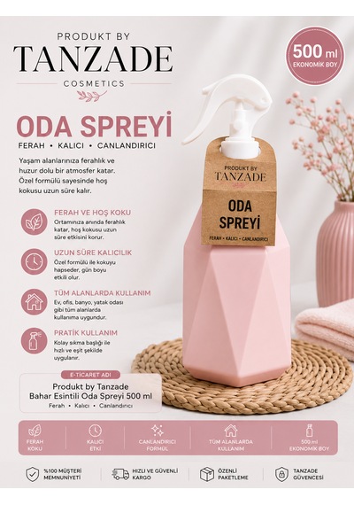 Produkt By Tanzade Bahar Esintili Oda Spreyi Kalıcı Ferahlatıcı Ev Kokusu 500 Ml Çiçek Bahçesi