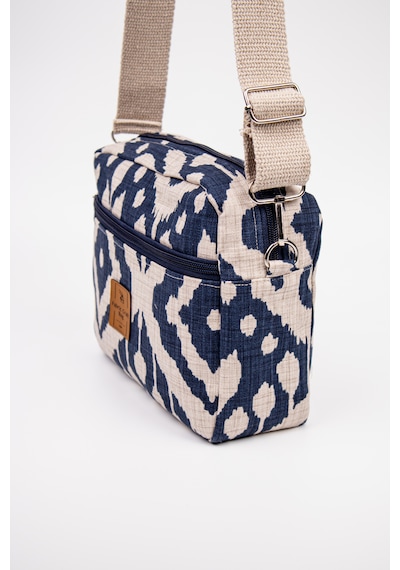 Fabric Craft Bag Çapraz Askılı Kadın Omuz Çantası Fermuarlı Günlük Kullanım Lacivert - Beyaz