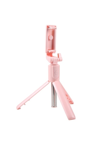 Katlanabilir Uzaktan Kumandalı Selfie Çubuğu Işıklı Masa Üstü Tripod Telefon Tutucu Pembe