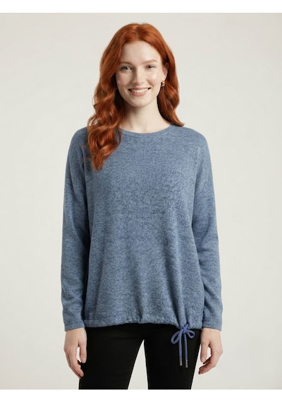 Neden Tekstil Kadın Mavi Triko Standart Kesim Sweatshirt
