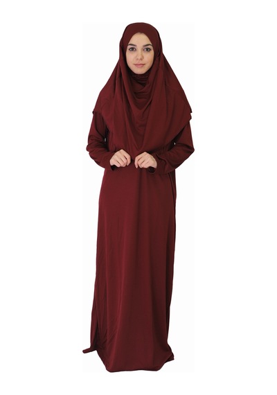 Zehranaz Namaz Elbisesi Bordo Fermuarsız Namaz Elbisesi Bordo