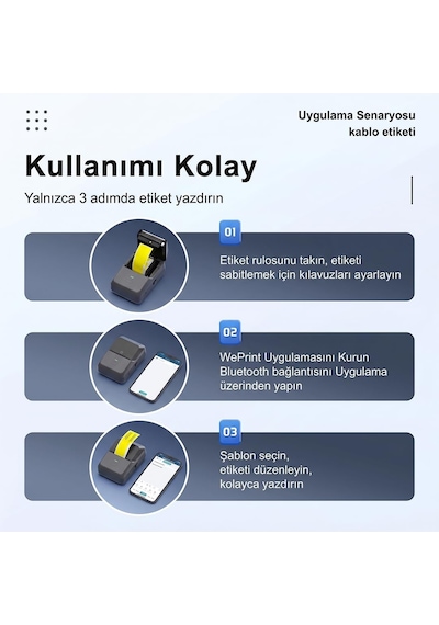 Çok Amaçlı Bluetooth Destekli Taşınabilir Akıllı Termal Etiket Yazıcısı