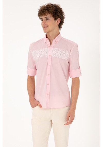 U.s. Polo Assn. Erkek Açık Pembe Gömlek Desenli 50306362-vr078 Acık Pembe