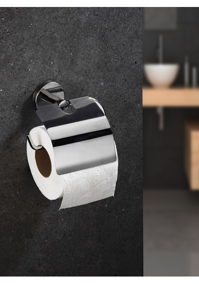 Yapışkanlı Tuvalet Kağıtlığı Wc Kağıtlık Tuvalet Kağıdı Askısı Geniş Kapak Krom S-109