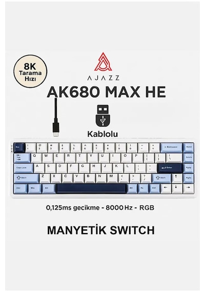 Ak680 Max Rapid Trigger Manyetik Switch Mekanik Kablolu Klavye Rgb 0.125 Ms Ultra Düşük Gecikme