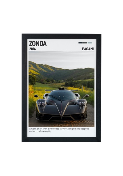 Zenvo St1 Ahşap Çerçeveli Poster Tablo Danimarka Hypercar Siyah