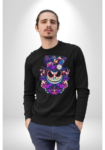 The Mad Skeleton Karakter Unisex Siyah Sweatshirt Siyah