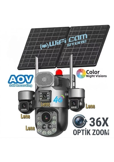 36x Optik Zoom 4 Kameralı Sim Kartlı Solar Kamera