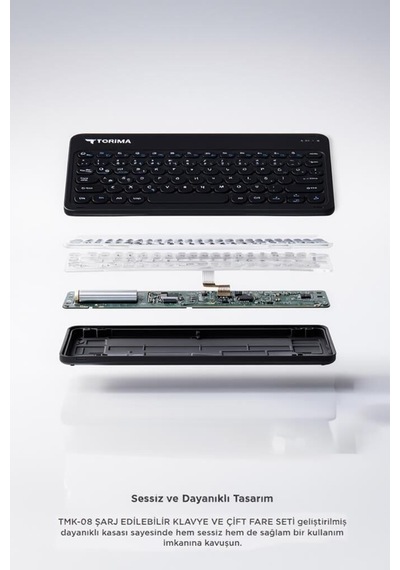 Bluetooth Kablosuz Klavye Mouse Seti Tmk08 Siyah Bilgisayar Eşyası Ofis Aracı Masa Aksesuarı Diğer