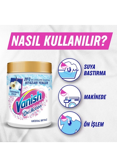 Vanish Oxi Action Kristal Beyaz Deterjan Güçlendirici ve Leke Çıkarıcı Toz 970 Gr