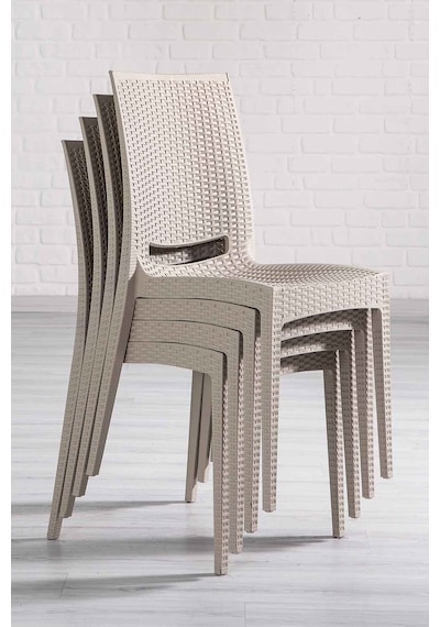 4 Adet Rattan Cappucino Sandalye / Balkon-bahçe-teras Diğer
