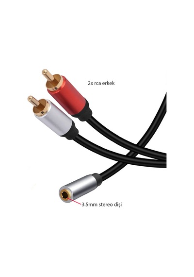 3.5 Mm Stereo To 2x Rca Erkek Audio Ses Kablosu Amplifikatör İçin Kablo