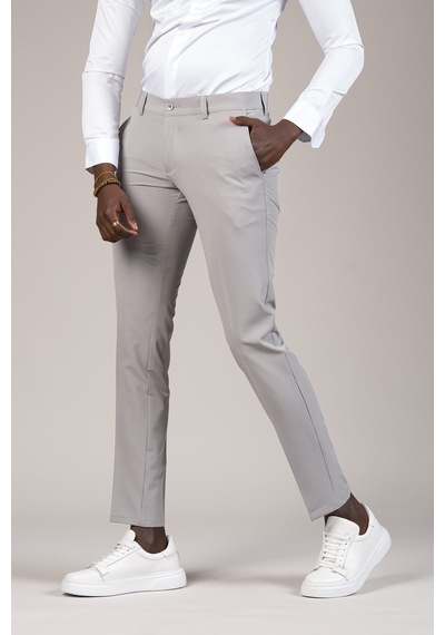 Notra Slimfit Pamuklu Full Likralı Esnek Yazlık Kumaş Pantolon gri