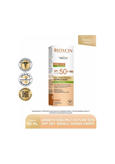 Sun Care Akneye Eğilimli Ciltler Için Renkli Güneş Kremi 50 Spf - Akne, Dry Touch, Mat Tinted