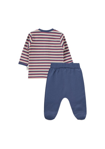 Civil Baby Çizgi Empirme 1-9 Ay Pijama Takımı - Bej Taş Rengi