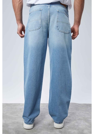 Cedy Denim Cedy Denım Yüksek Kalite Erkek Yüksek Bel Baggy Skater Jean Açık Mavi