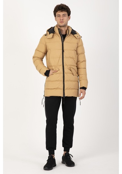 Maraton Sportswear Regular Erkek Kapşonlu Uzun Kol Basic Camel Mont 21262-camel Camel