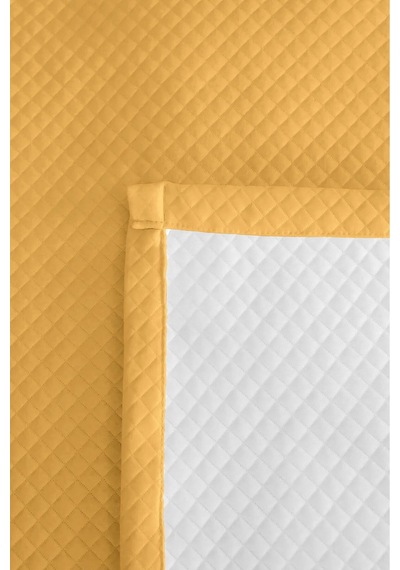 Sarı Minimal Genç Odası Tek Kişilik Pike Takımı - Kapitone Hardal 160x220 Cm Yazlık Yatak Örtüsü Perde Defne Aurası