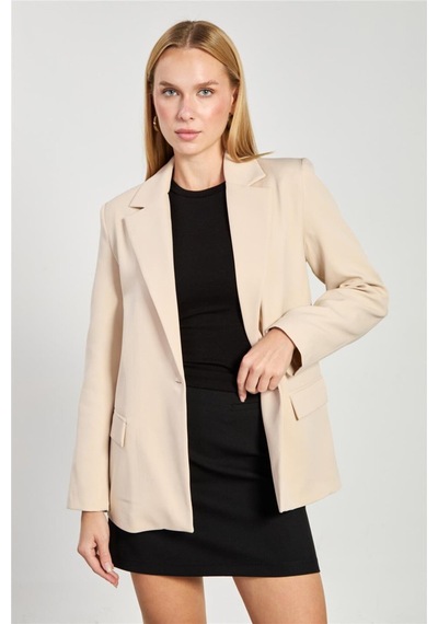 Barrels And Oıl Kadın Tek Düğmeli Blazer Ceket - Çakıl Taşı Çakıl Taşı