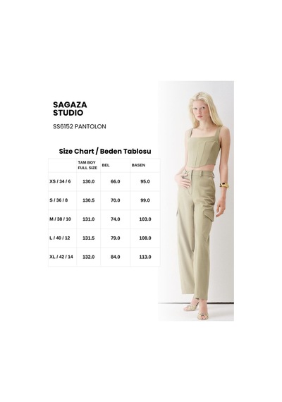 Sagaza Studio Ss6152 Kargo Cepli Pantolon Haki