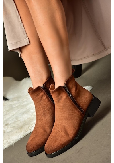 Fox Shoes R374050402 Taba Süet Alçak Tabanlı Kadın Bot Taba Fox Shoes R374050402 Taba Süet Alçak Tabanlı Kadın Bot Taba