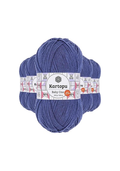 Kartopu 5 Adet Baby One Tüylenmeyen El Örgü Ipi Yünü Açık Lacivert K604 769384012625