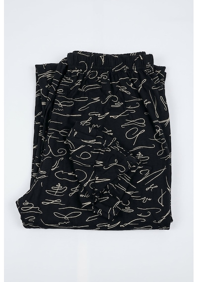 Aura Collections Kadın Viskon Pamuklu Pijama Altı Soft Örme Mevsimlik Ev Pantolonu Siyah