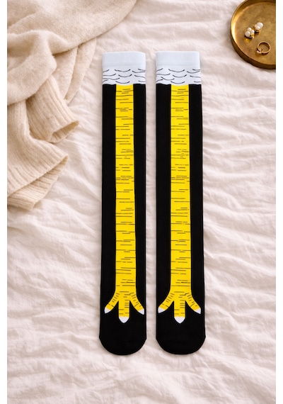 Carnaval Socks Tavuk Ayağı Desenli Diz Üstü Çorap Çok Renkli