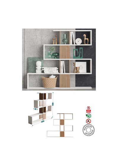 Decormet Karlin Kitaplık Beyaz/ceviz Beyaz - Ceviz