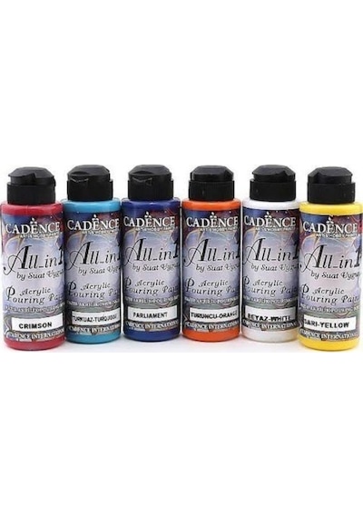 Cadence All-In1 Hazır Akrilik Pouring Boya Seti 6'Lı 120Ml