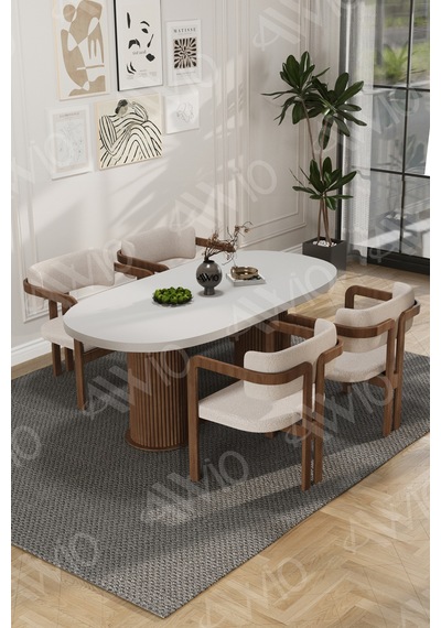 Avvio White Serisi Bohem Ayak 4'lü Tokyo Metal Demonte Sandalye 80x140 Masa Sandalye Takımı Beyaz Masa Sandalye Kahve Kumaş Krem Avvio White Serisi Bohem Ayak 4'lü Tokyo Metal Demonte Sandalye 80x140 Masa Sandalye Takımı Beyaz Masa Sandalye Kahve Kumaş Krem