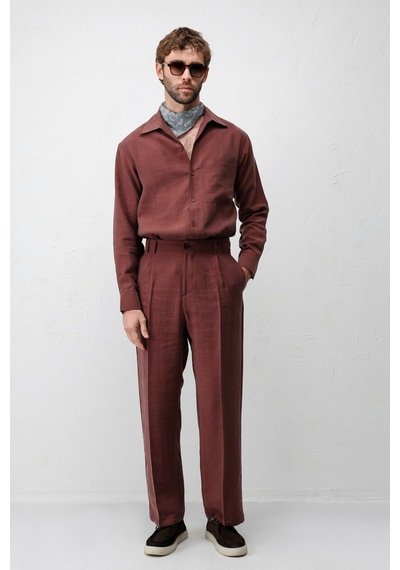 Antioch Lyocell Relaxed Fit Pileli Erkek Pantolon Bordo