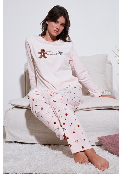 Lela Desenli Regular Fit Bisiklet Yaka Uzun Kollu Bayan Pijama Takımı 65713312 Açık Pembe Lela Desenli Regular Fit Bisiklet Yaka Uzun Kollu Bayan Pijama Takımı 65713312 Açık Pembe