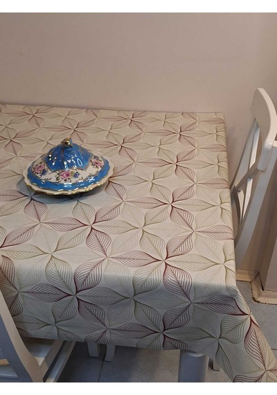 Simli Keten Dokulu Pvc Masa Örtüsü 24keteno6 Bordo