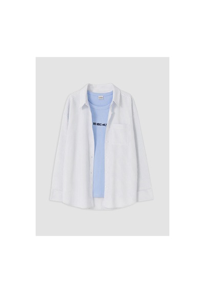 LC Waikiki Alıta Cıty Farkıyla Lcw Kids Lila Çizgili Loose & Bol Kız Çocuk Gömlek Lila - 930172582 Lila