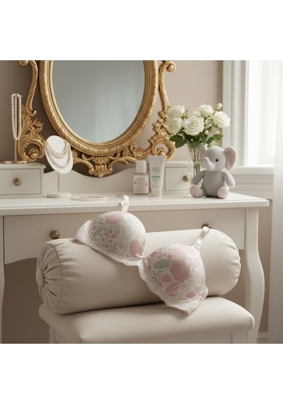 Bonbon Kadın Dantelli Çiçek Desenli Emzirme Sütyeni Bb2735 Ekru