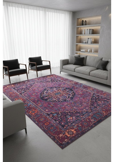 Folk Vintage Desenli Dokuma Taban Dekoratif Bordo Halı Ba 18 Bej