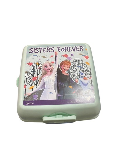 Beslenme Kutusu 4 Bölmeli Frozen Mint Yeşili Renk Kız Figürlü 1 Adet Yemek Saklama Kabı Beslenme Çantası Mint Yeşili